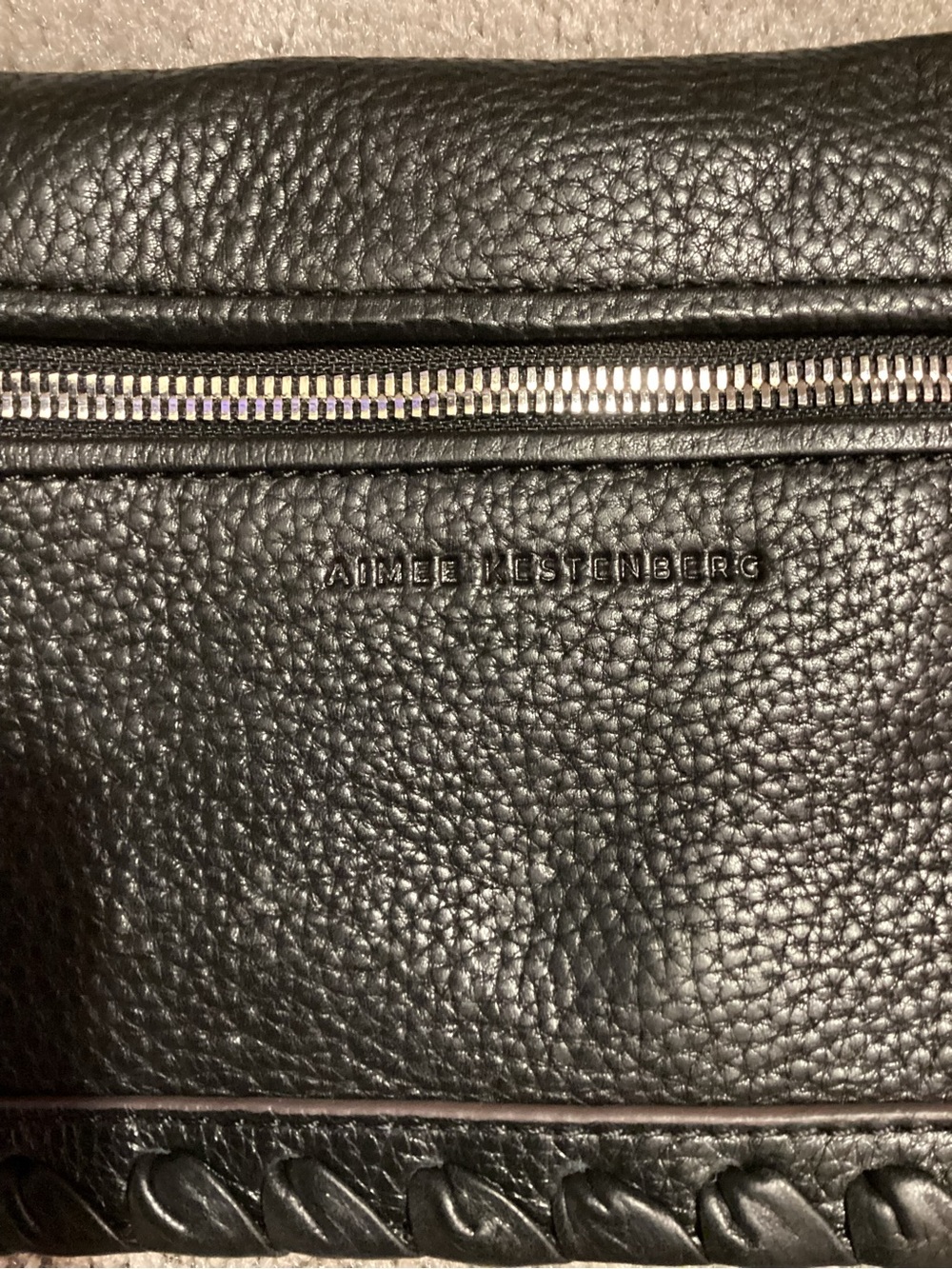 Aimee Kestenberg Black Pebbled Leather Crossbody with Braided Trim - Picture 6 of 6